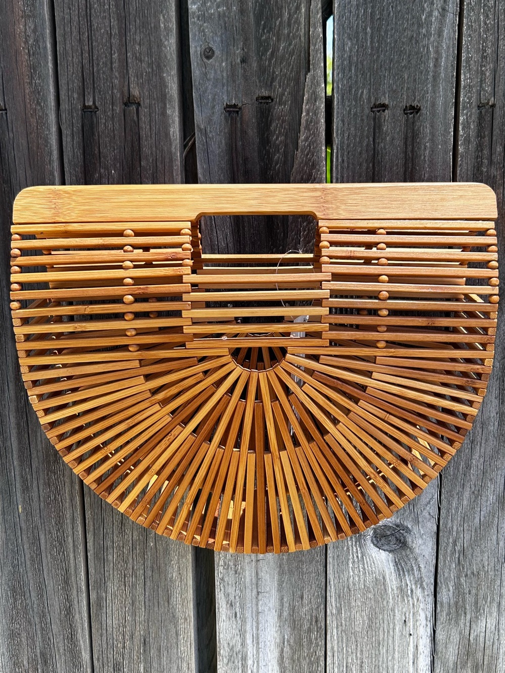NWT Cult Gaia Small Ark Bamboo Bag Handbag Natural